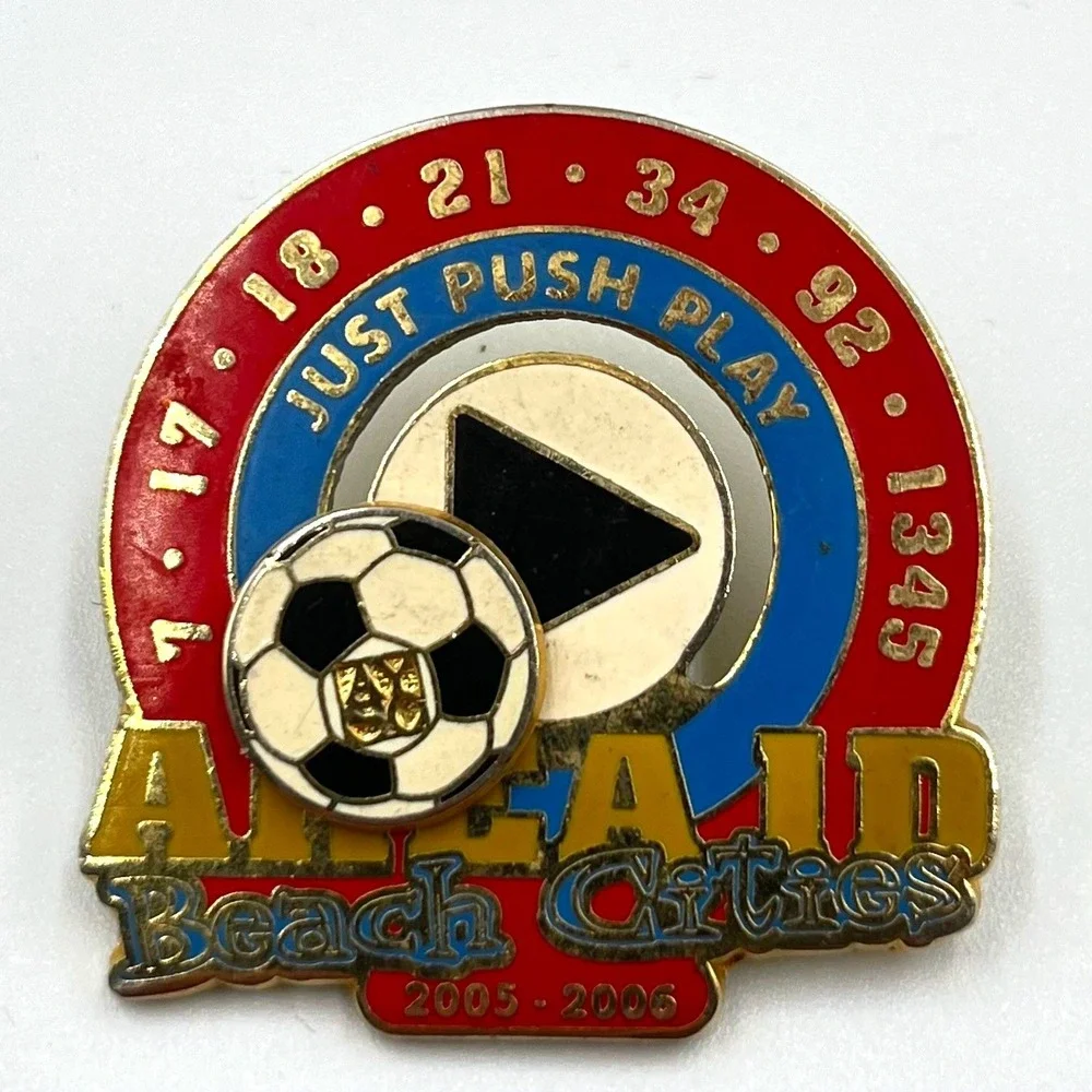 AYSO Beach Cities Soccer Pin 2005-2006 Just Push Play Spinner Sport Pins Int'l‎